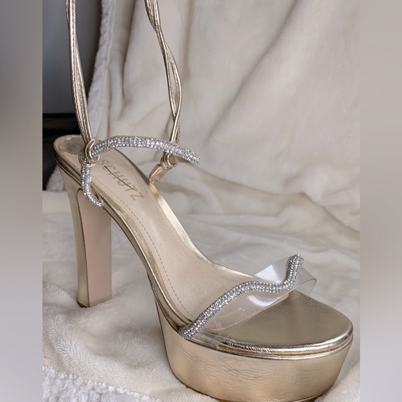 ‼️NEW $158.00 SCHUTZ Cath Crystal-Embellished Platform Sandals - Picture 4 of 12